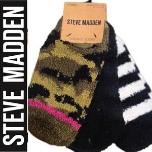 Steve Madden Camo, Solid, &  Striped Comfy Lounge Socks Trio